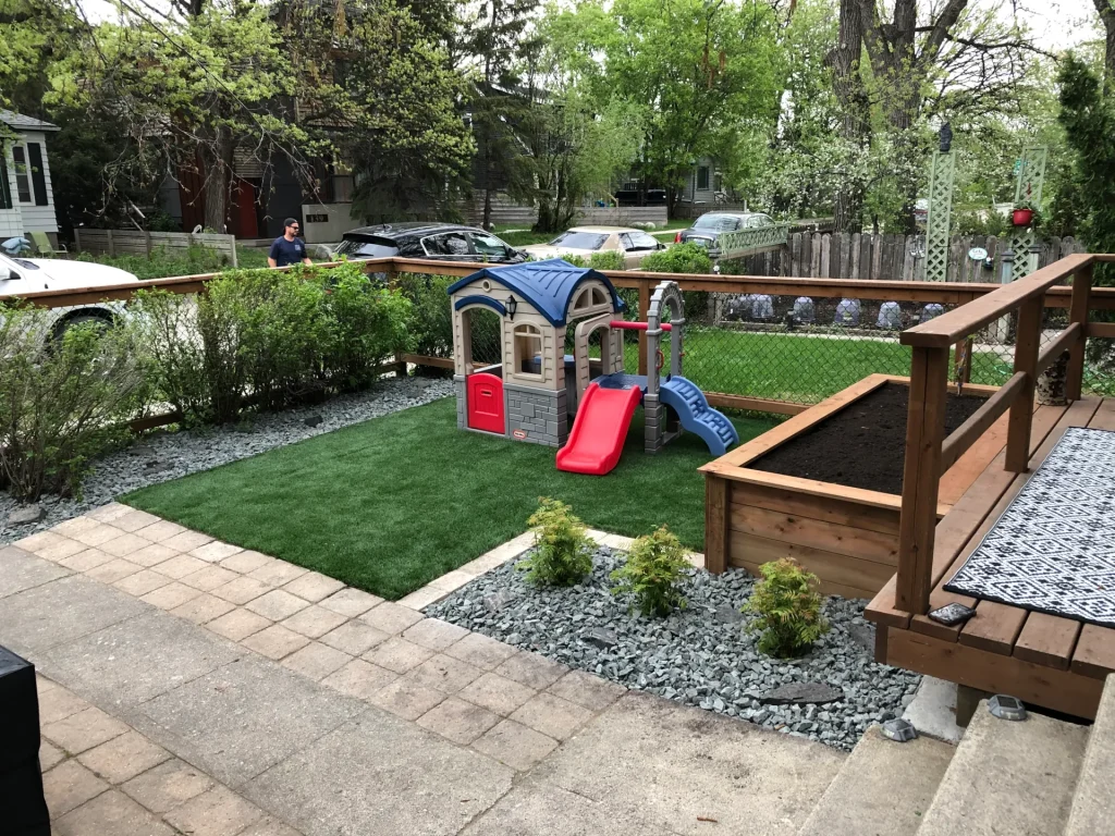 Custom retaining wall with landscaping